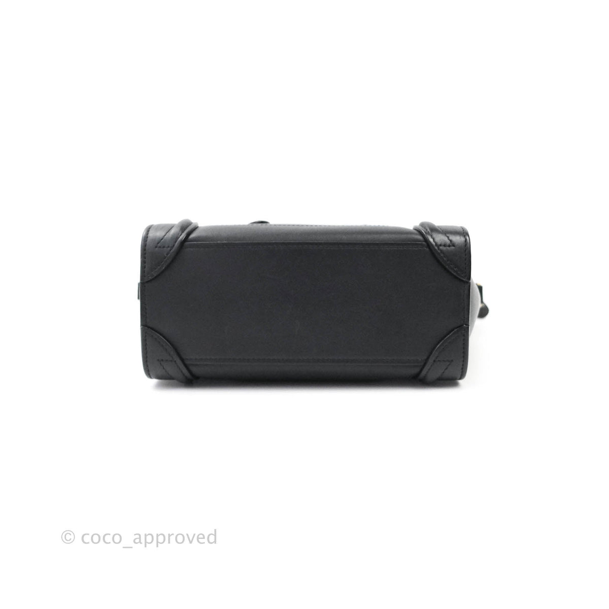 Celine Nano Luggage in Black Calfskin Antique Gold Hardware