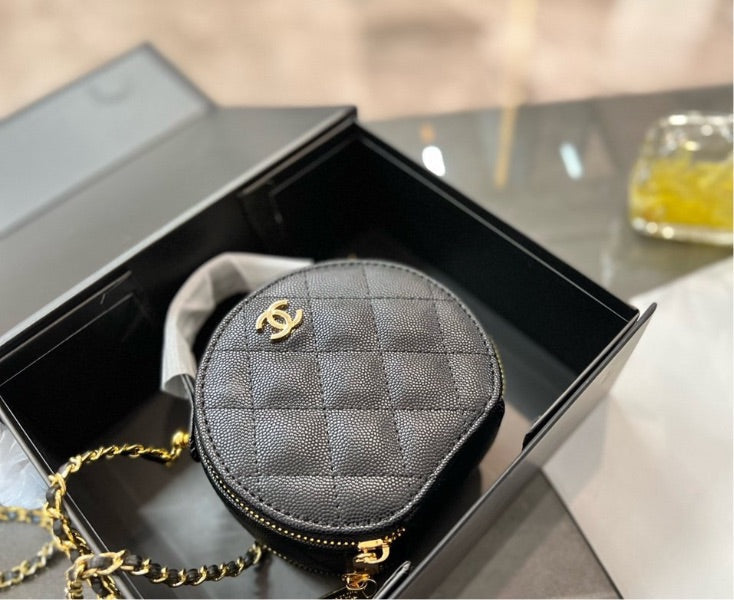 Black leather Chanel crossbody