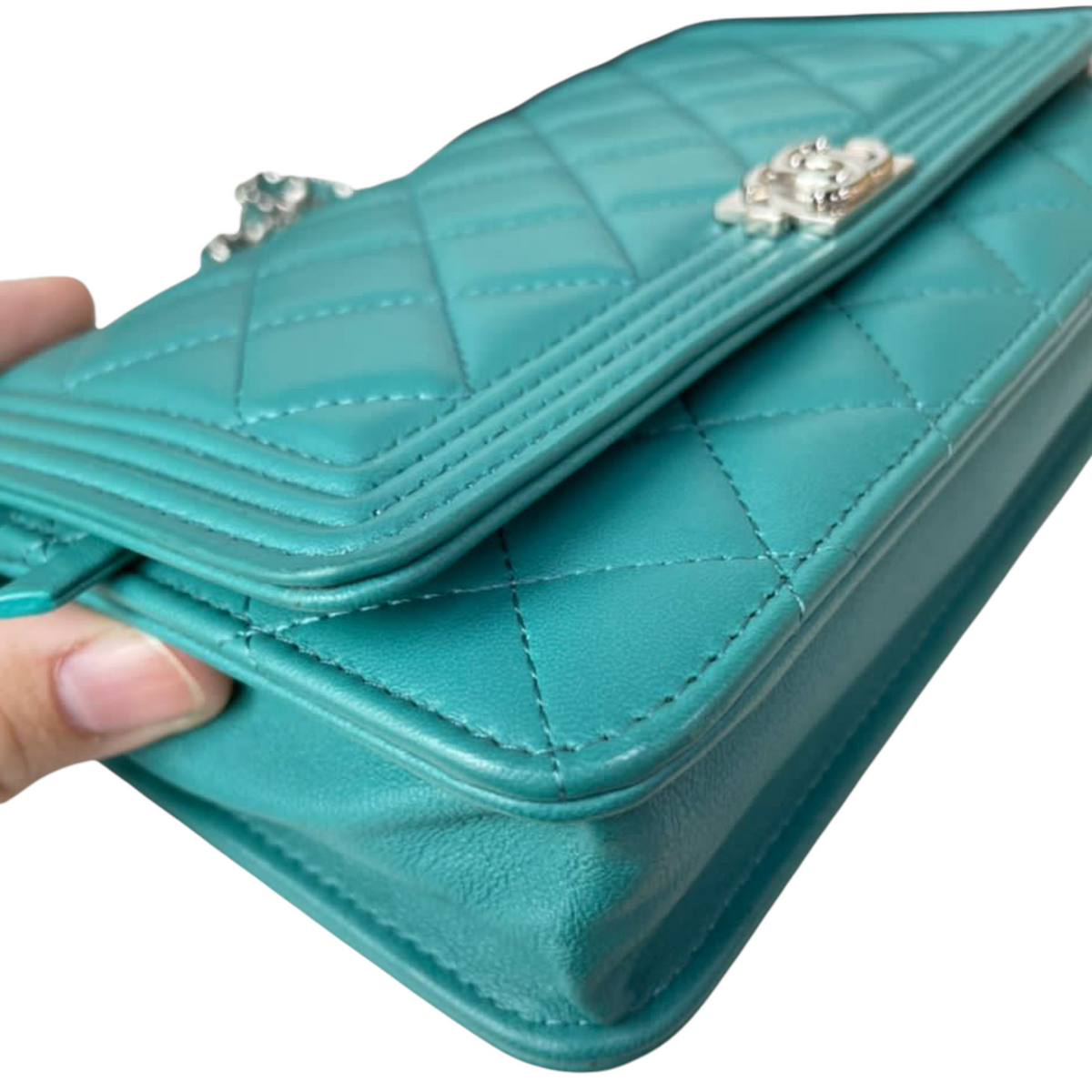 Boy Lambskin WOC Teal SHW