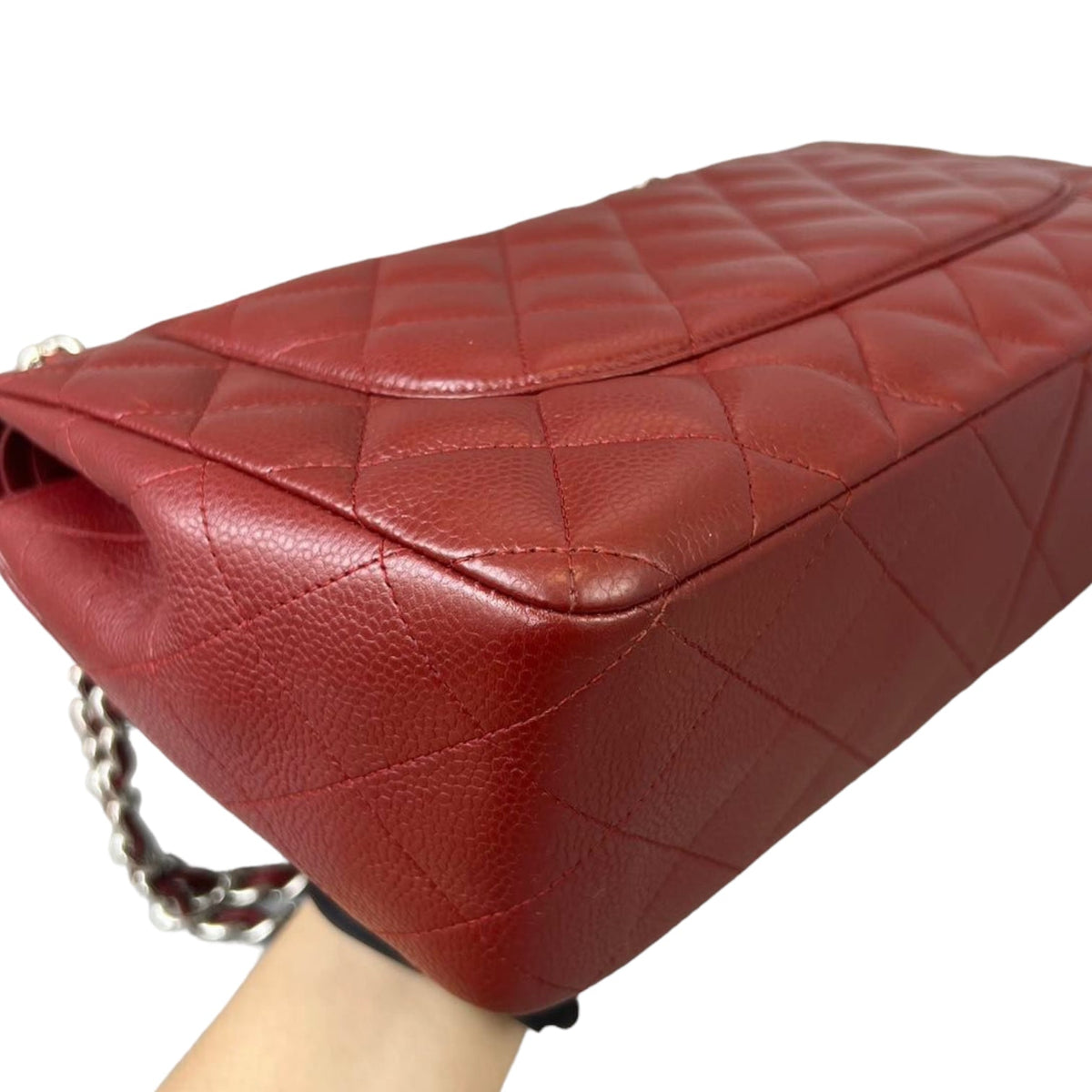 Classic Double Flap Jumbo Caviar Red SHW