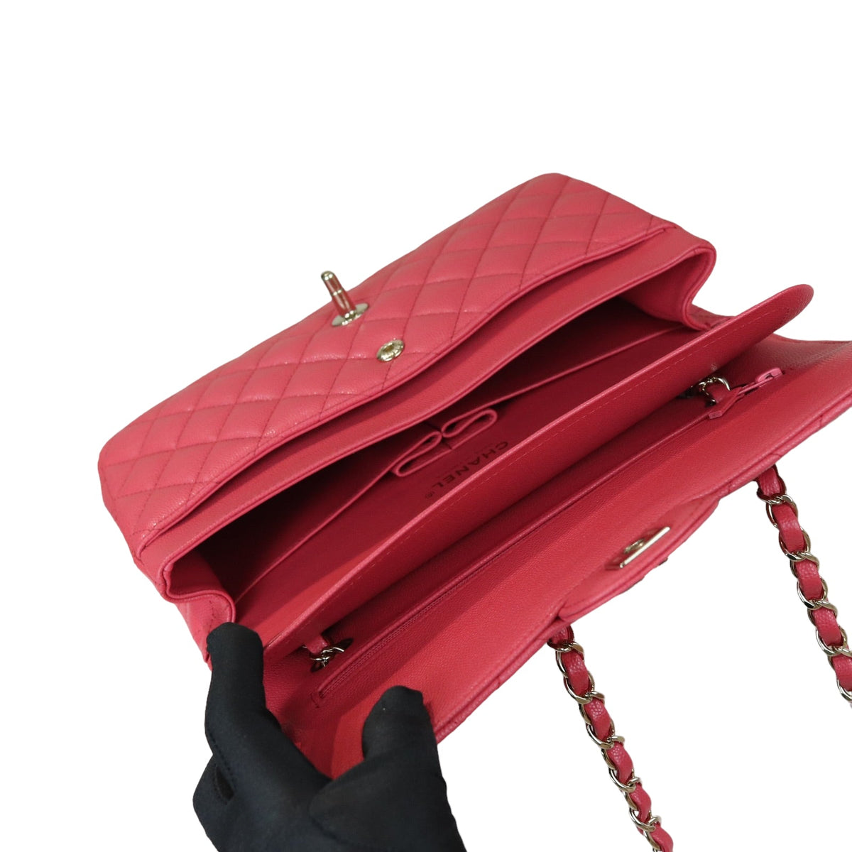 Medium Classic Double Flap Caviar Pink GHW