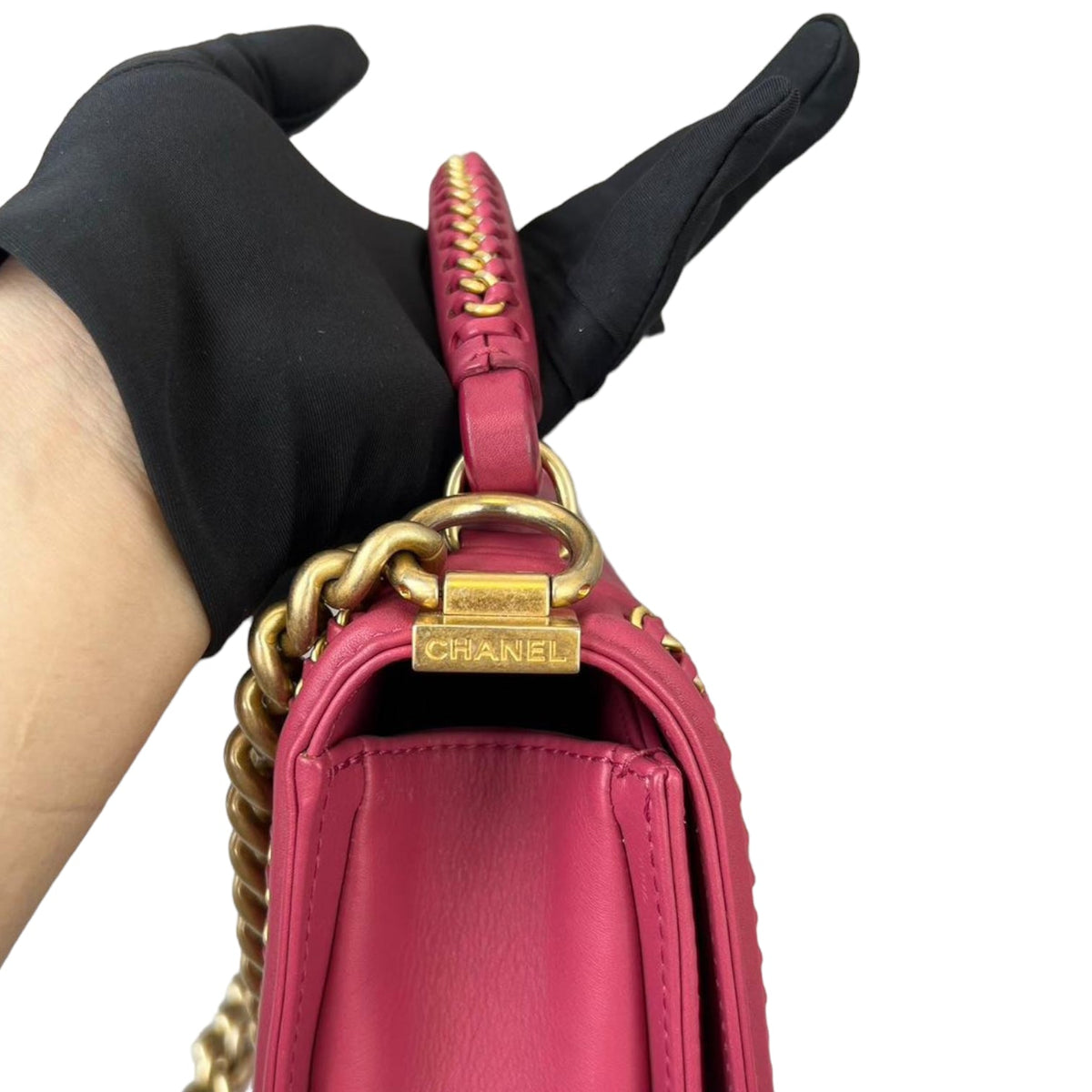 Boy Old Medium Handle Calfskin Pink GHW