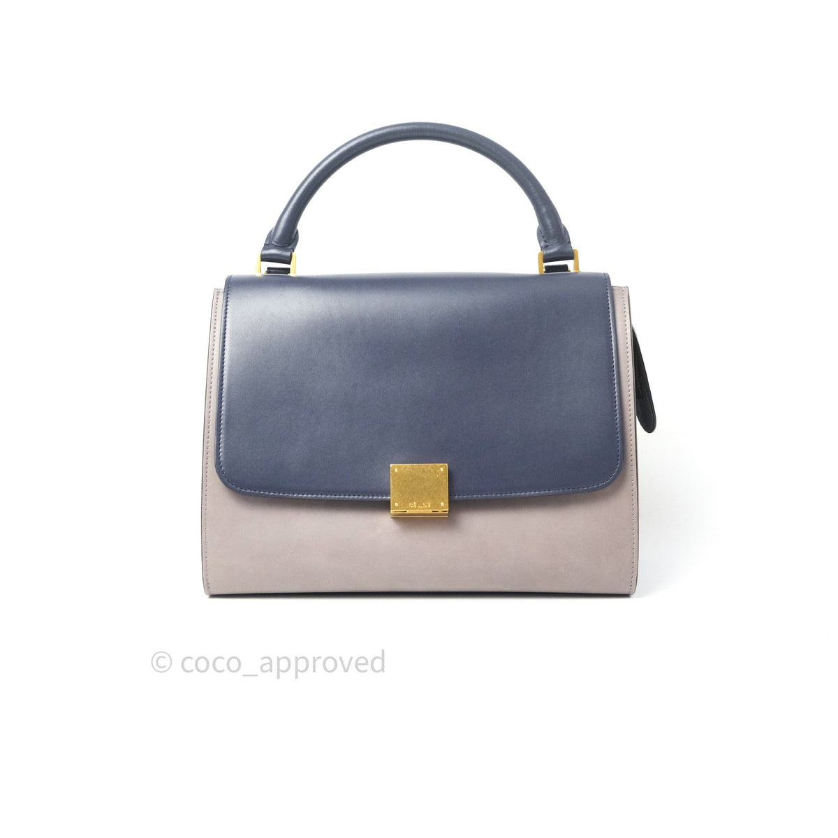 Celine Sleek Calfskin Small Tri-Color Trapeze Dark Blue