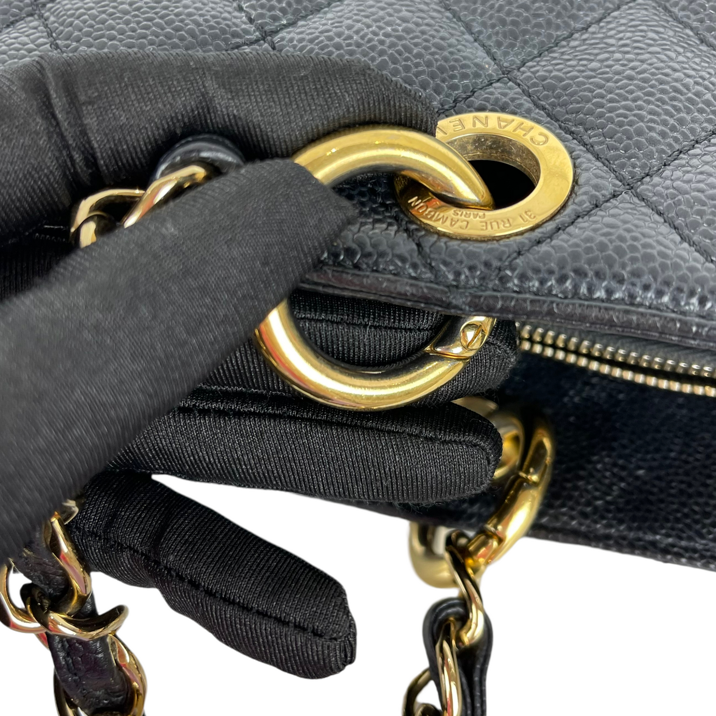 Grand Shopping Tote Caviar Black GHW