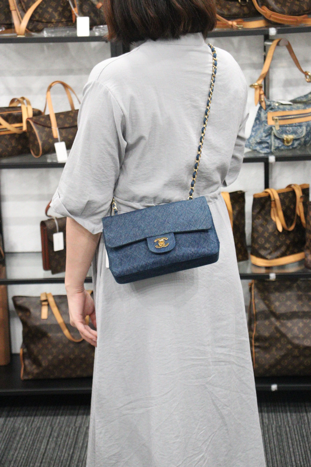 Rank AB ｜ CHANEL Denim Matrasse Double Flap 23 Shoulder Bag ｜V23061301