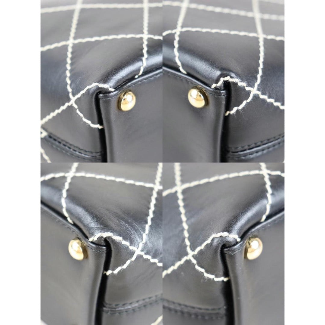 Rank A ｜Chanel Lamb Skin Wild Stitching Coco Mark Handbag ｜22102007