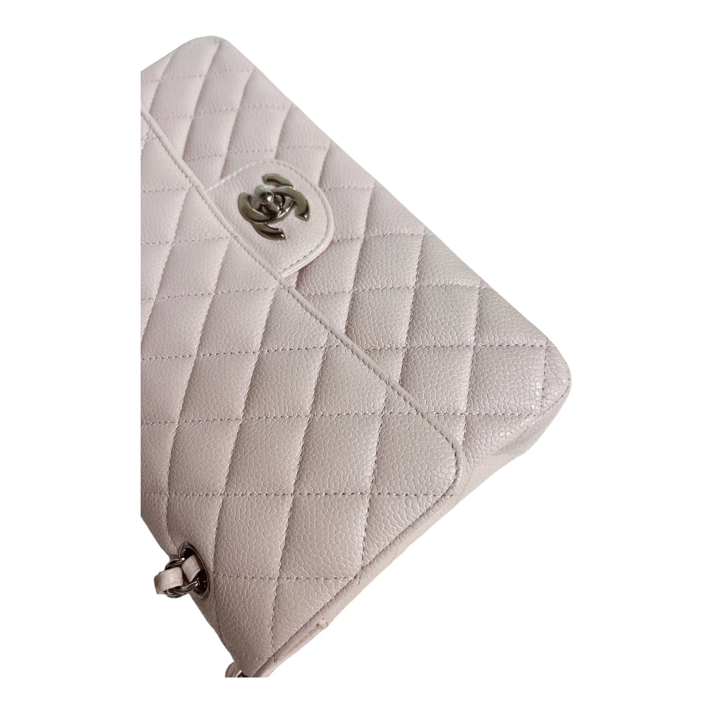 Chanel Classic M/L Medium Flap Quilted Light Pink Caviar Gold Hardware