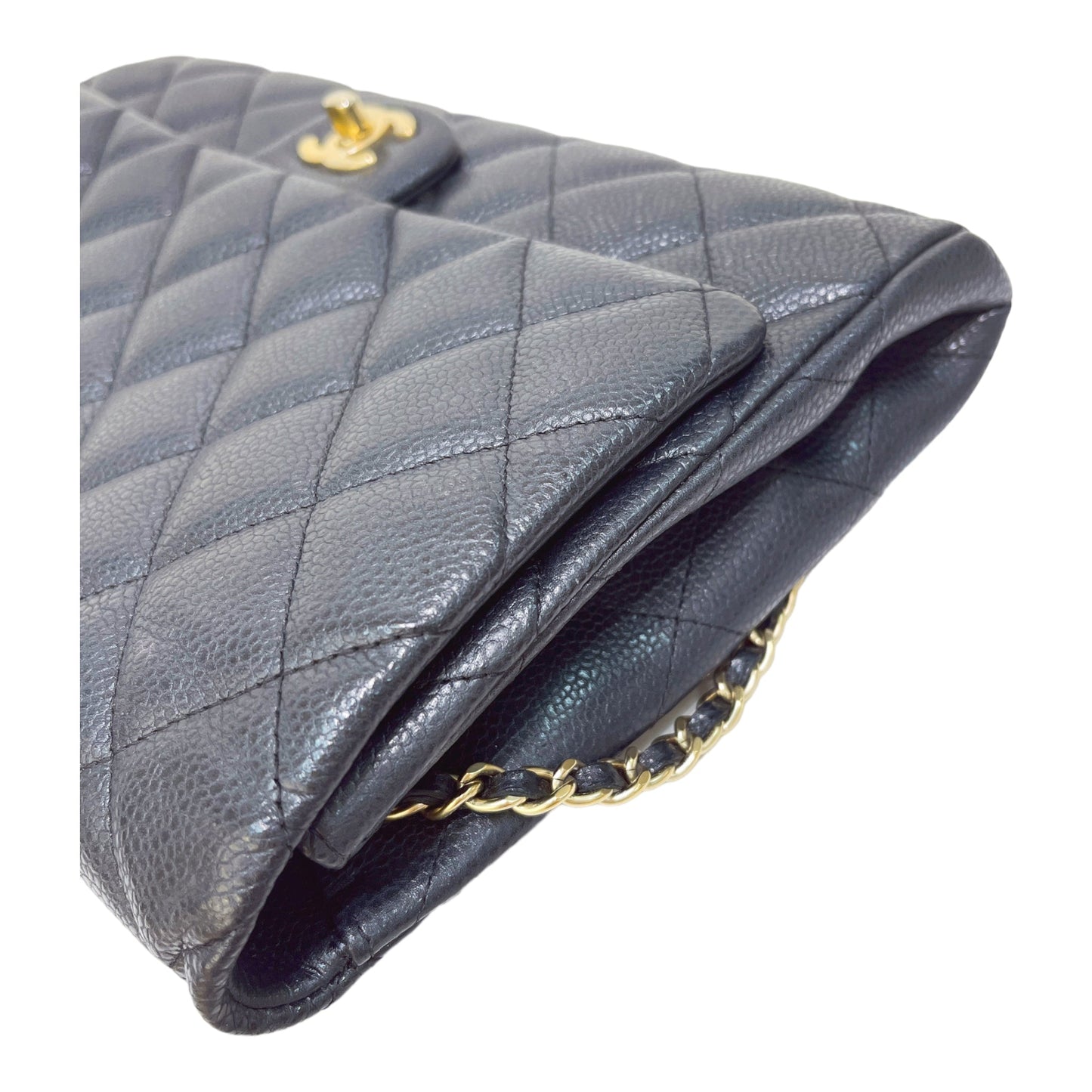 Chanel Quilted Clutch with Chain Lambskin Black Silver Hardware