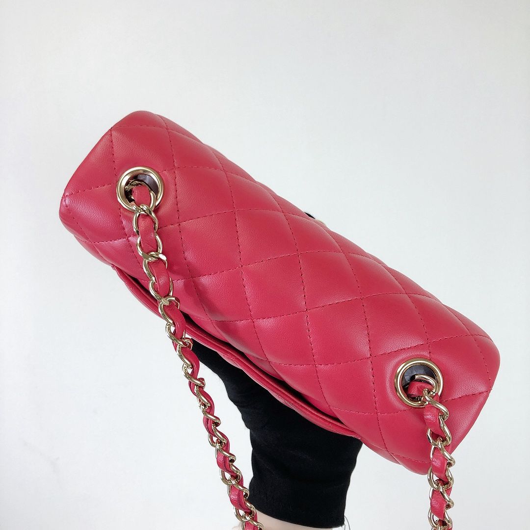 Mini Rectangle Lambskin Red GHW