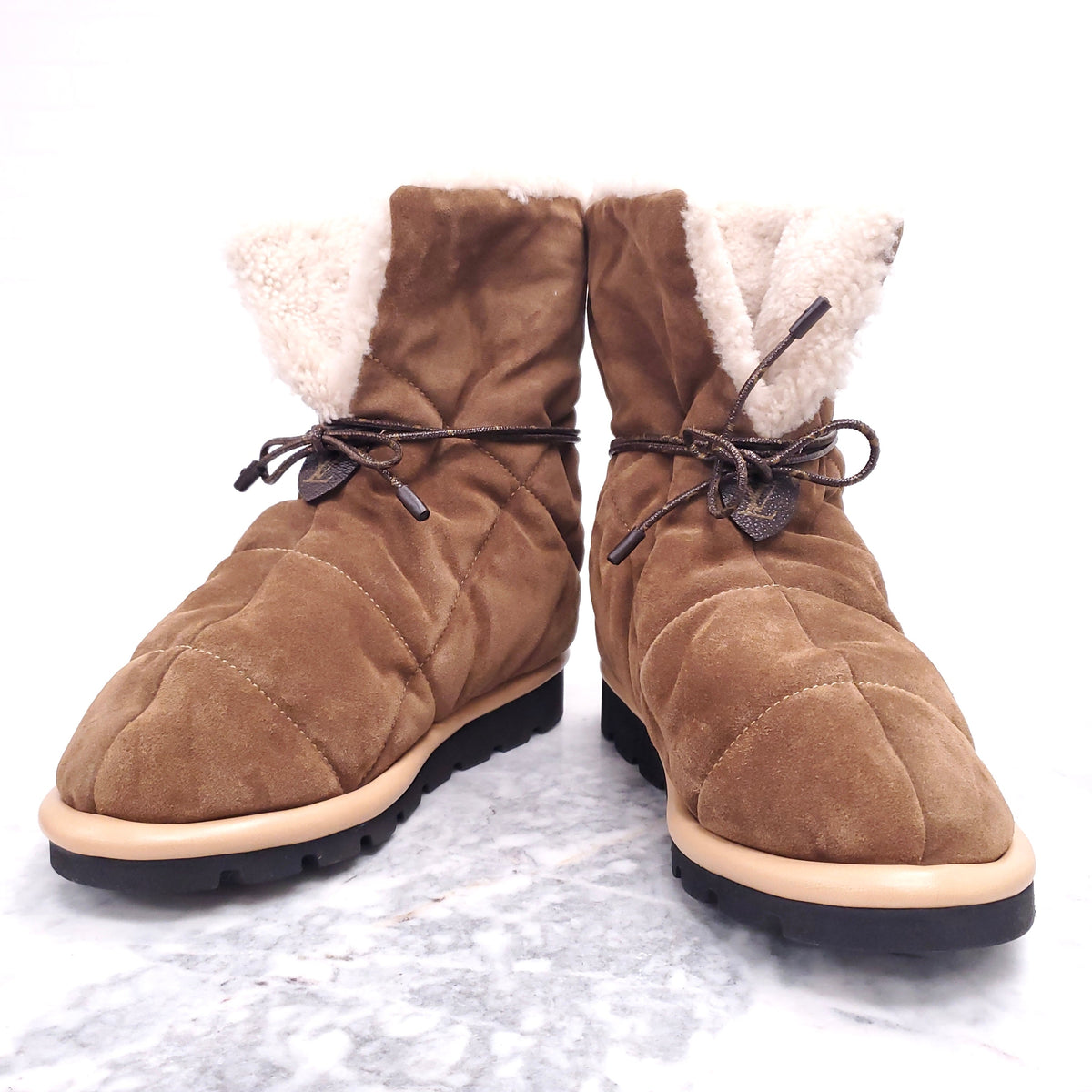 LOUIS VUITTON SUEDE PILLOW BOOTS - SIZE 36