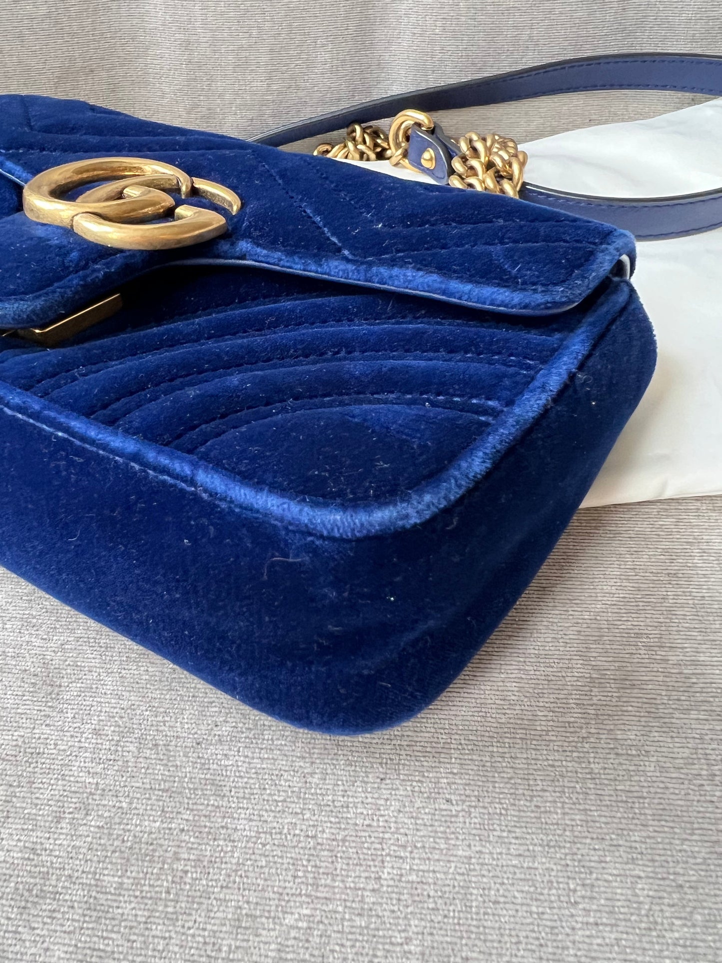 Gucci GG Blue Velvet Marmont Mini Shoulder Bag (RRP £1295)