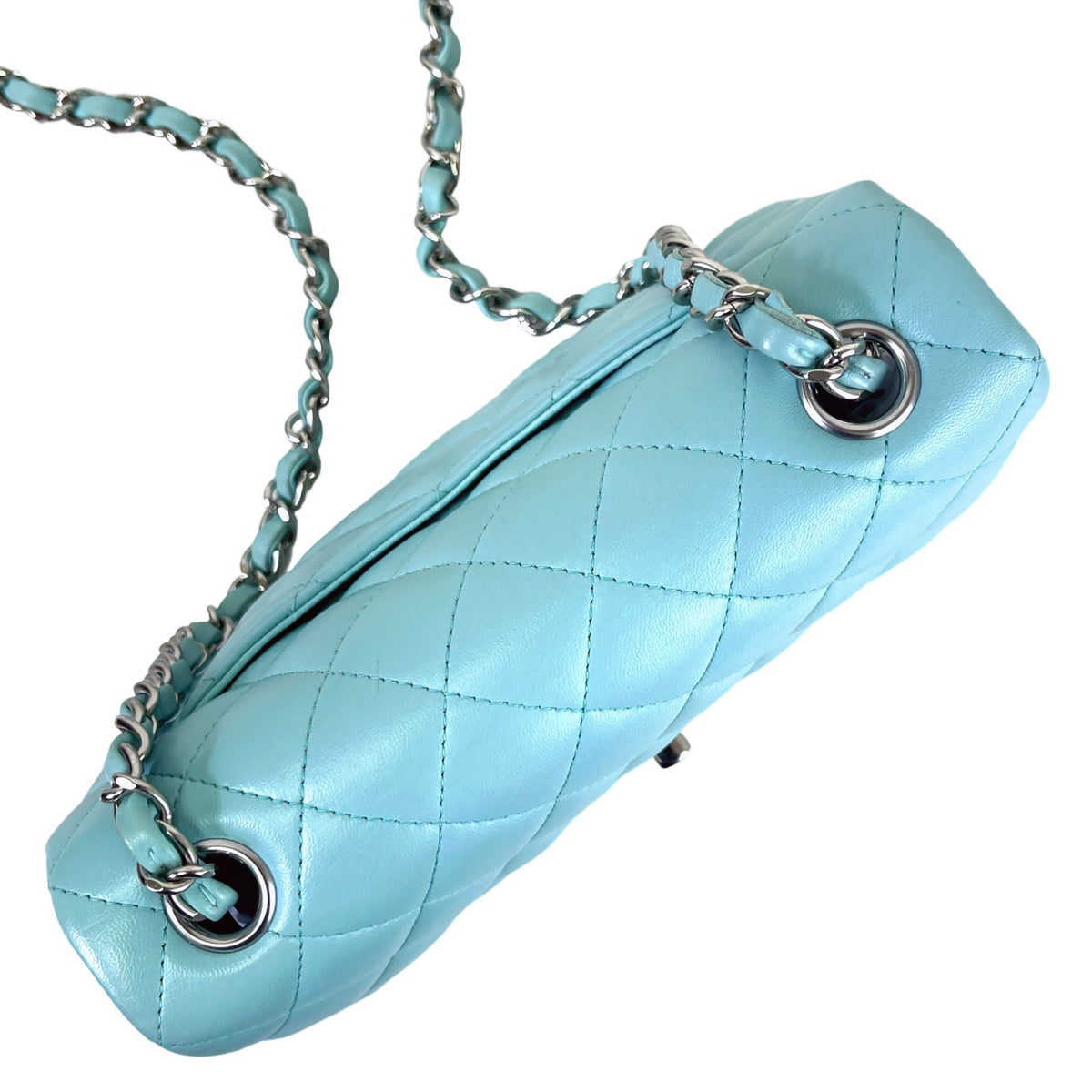 Mini Rectangal Flap Lambskin Blue SHW