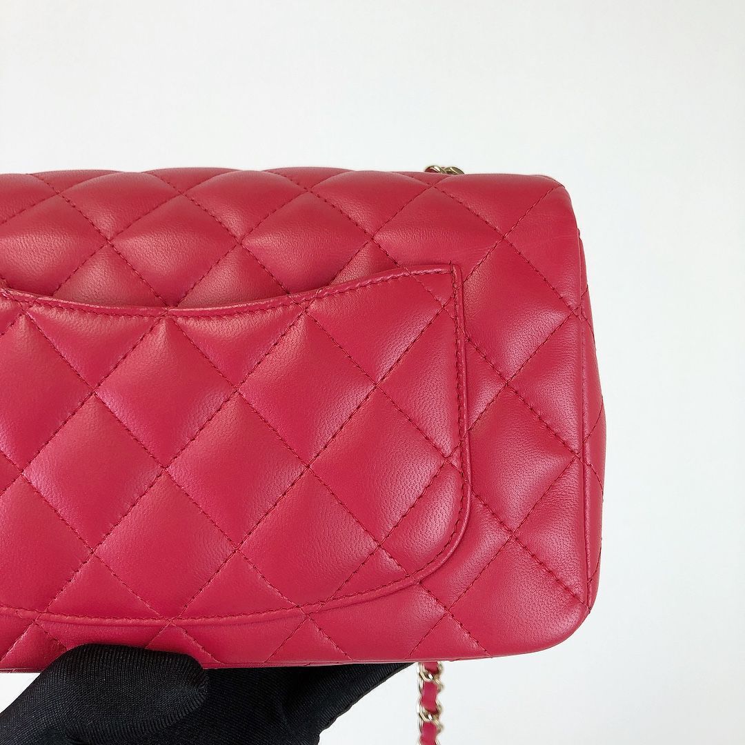 Mini Rectangle Lambskin Red GHW