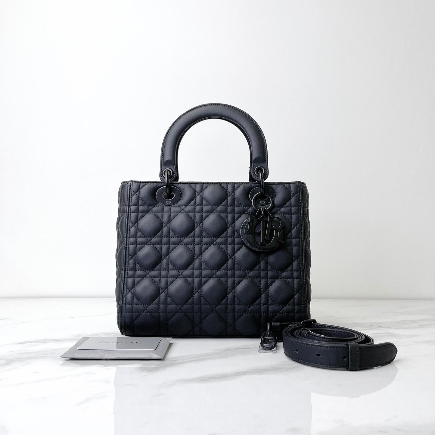 Lady Dior Lambskin Ultramatte Medium Black BHW