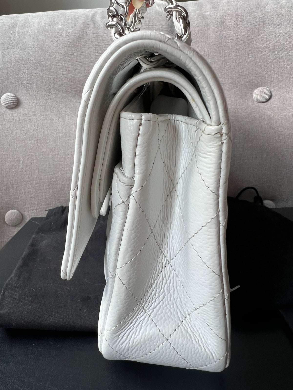 Chanel Medium Classic Flap in White Caviar