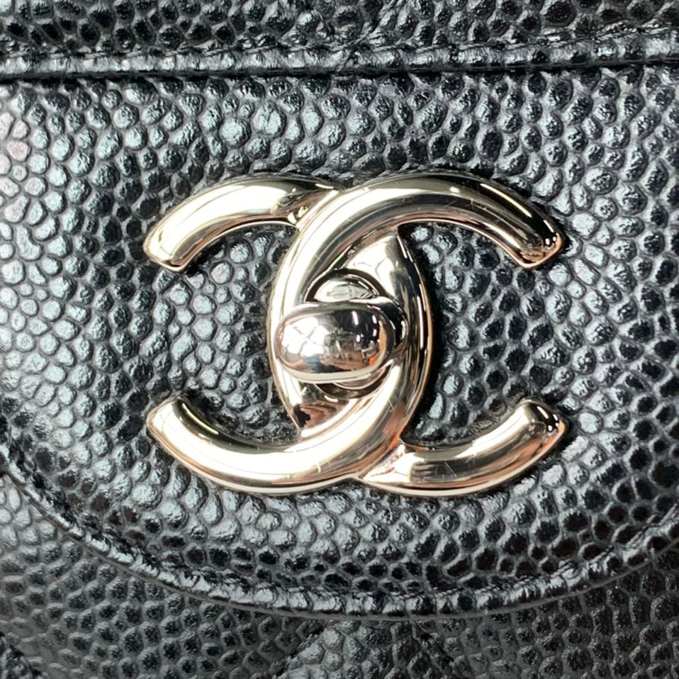 Jumbo Double Flap Caviar Black SHW