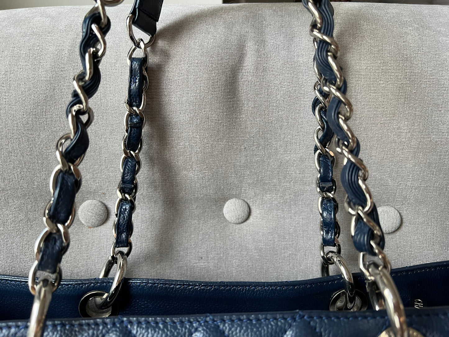 Chanel XL Dark Blue Caviar Grand Shopper Tote