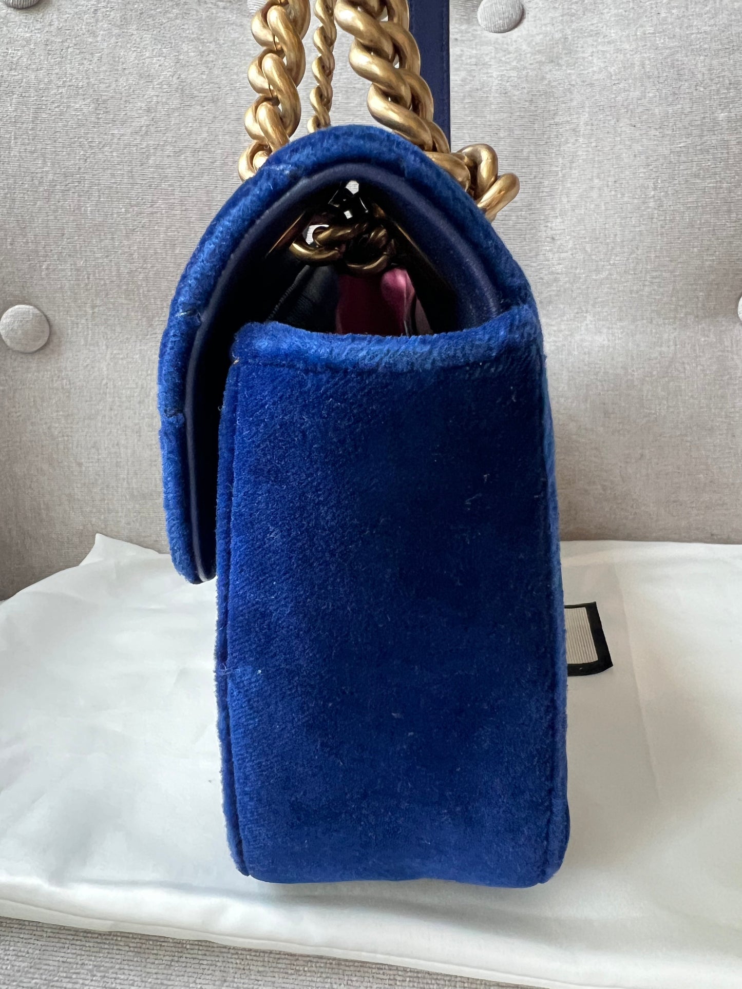 Gucci GG Blue Velvet Marmont Mini Shoulder Bag (RRP £1295)