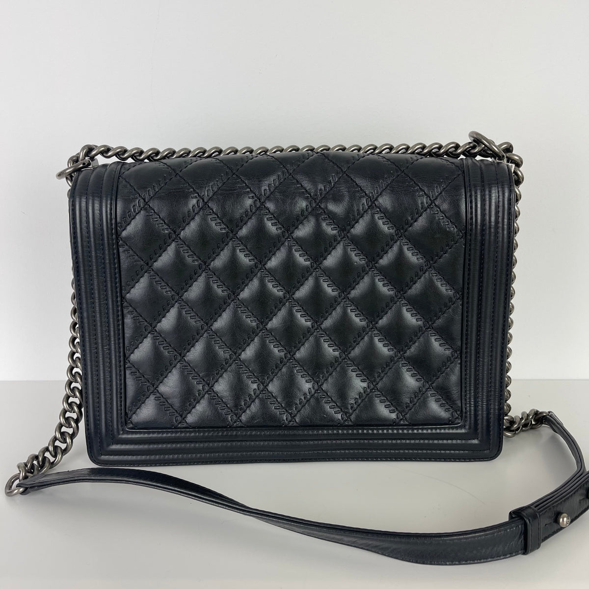 Large Le Boy Quilted Calfskin Black RHW