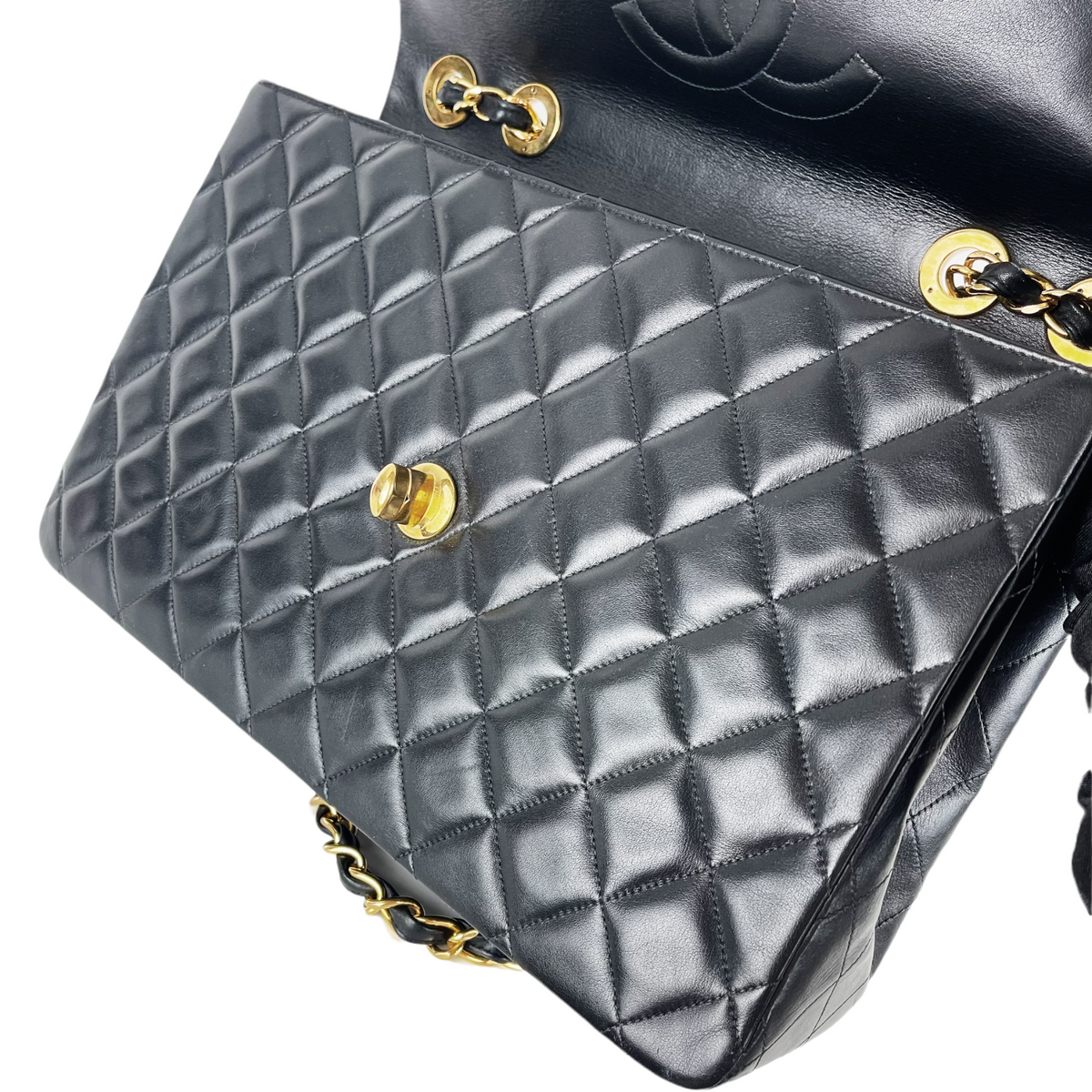 Jumbo XL Flap Lambskin Leather Black GHW