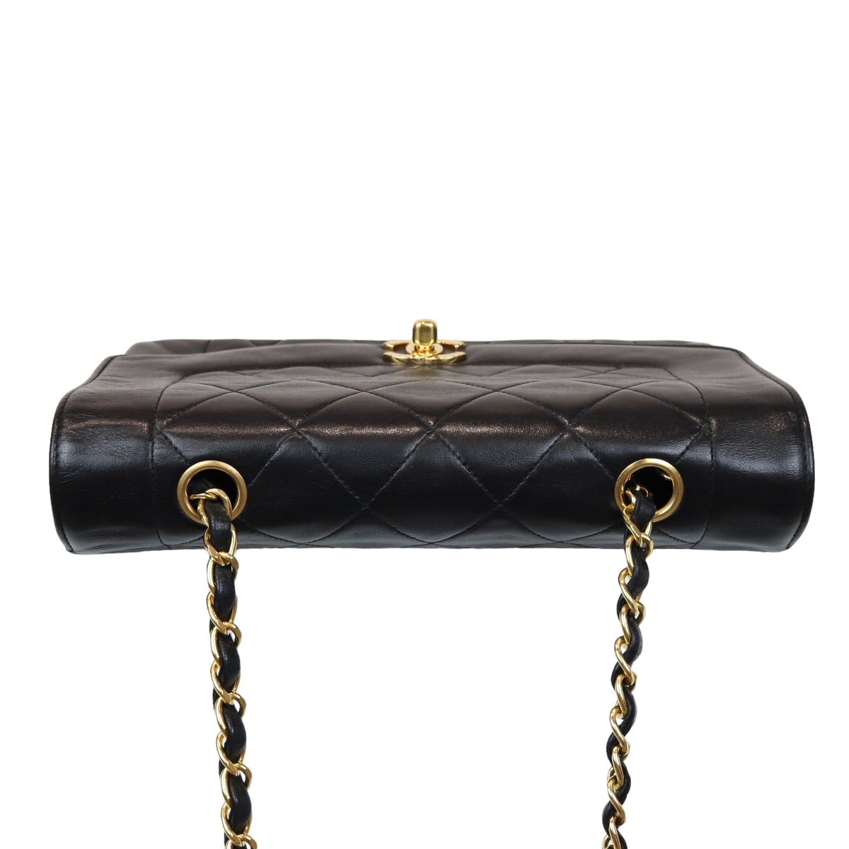 Small Classic Diana flap Black Lambskin GHW