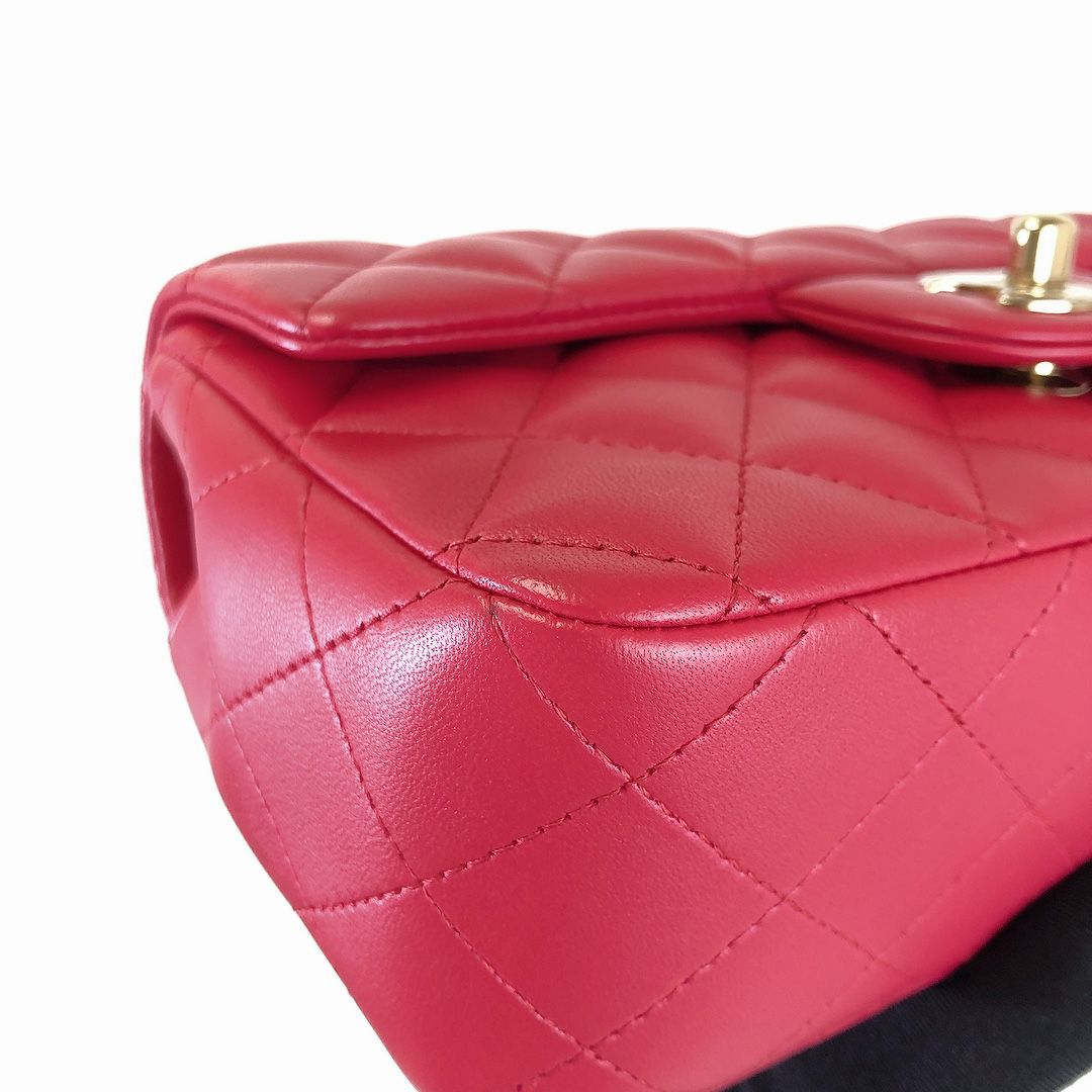 Mini Rectangle Lambskin Red GHW