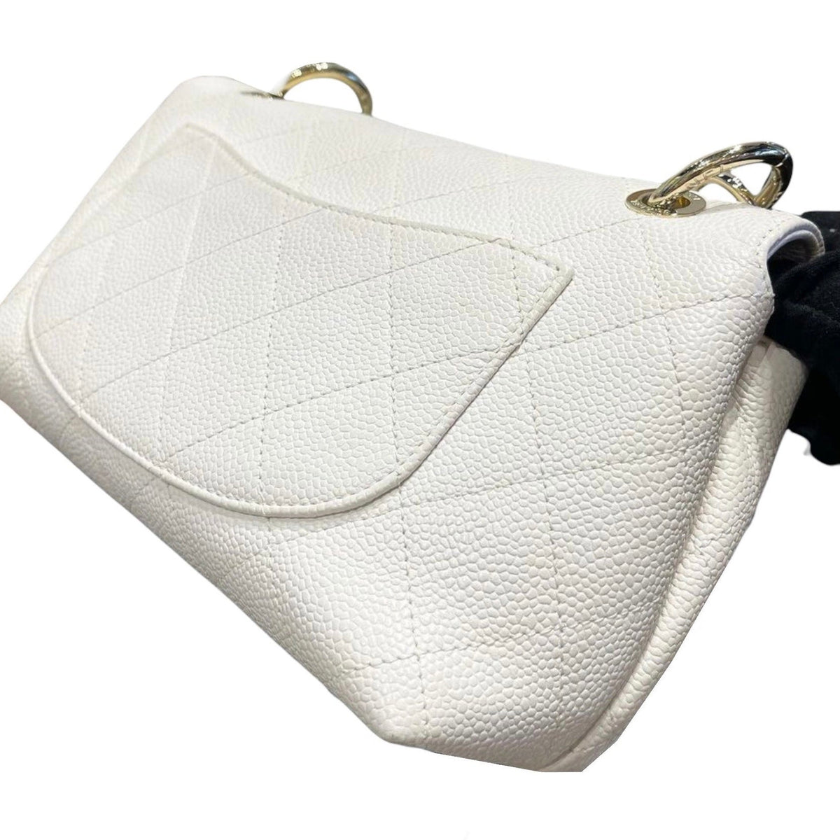 Quilted Caviar Top Chain Mini White GHW