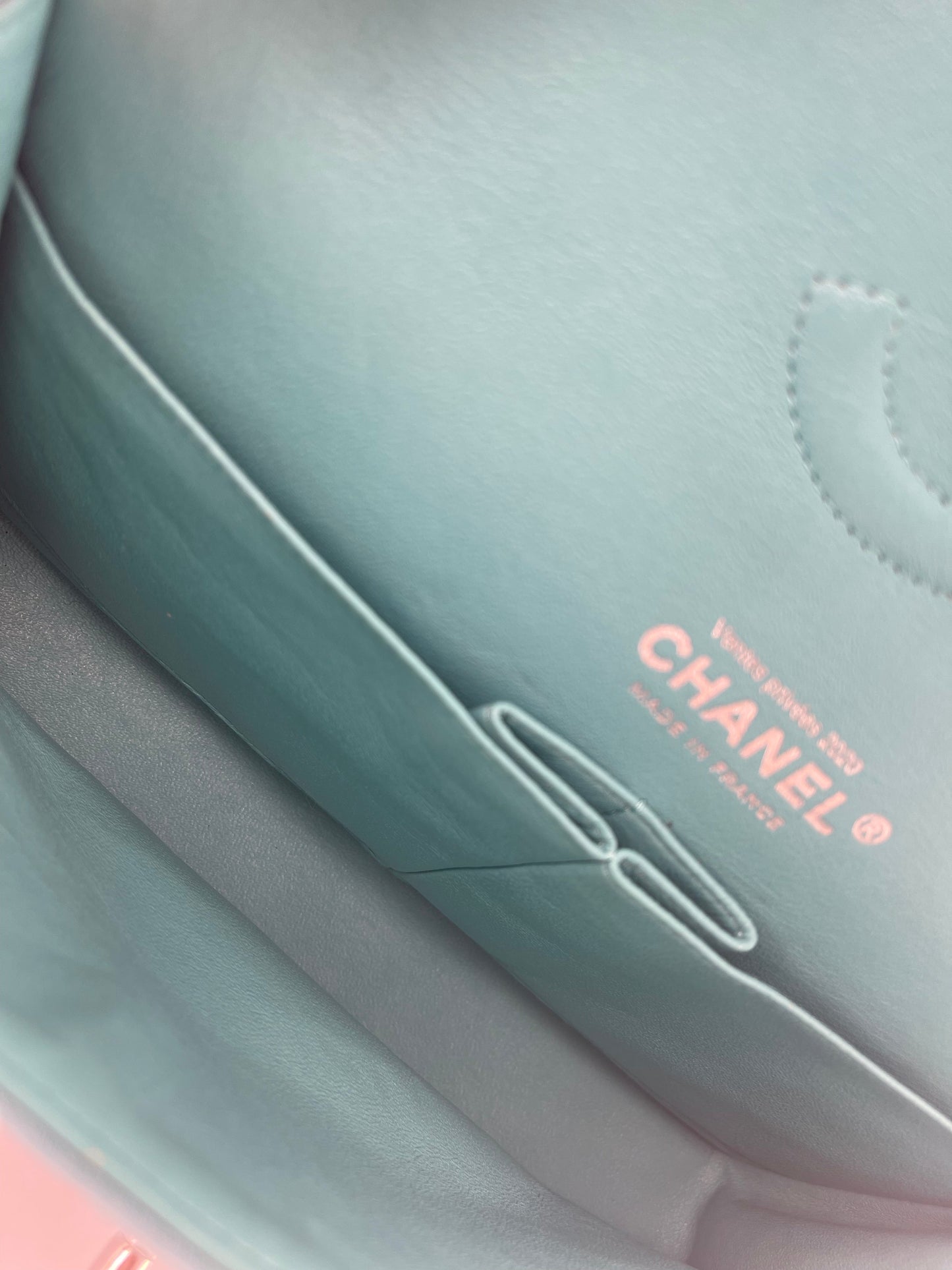 Chanel Turquoise Blue Canvas Medium Classic Double Flap with Silver Hardware  RRP - £8,530