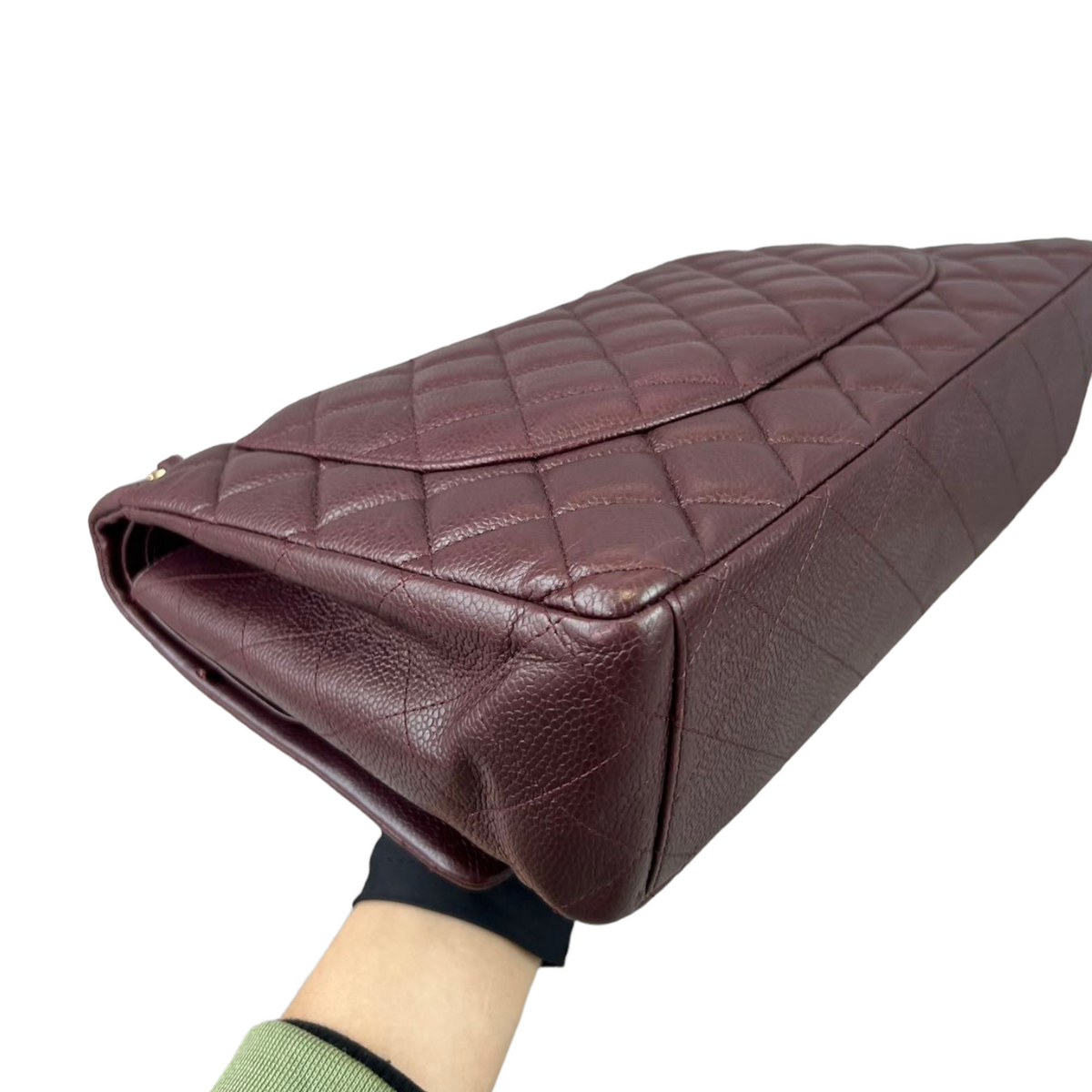 Double Flap Maxi Caviar Burgundy GHW
