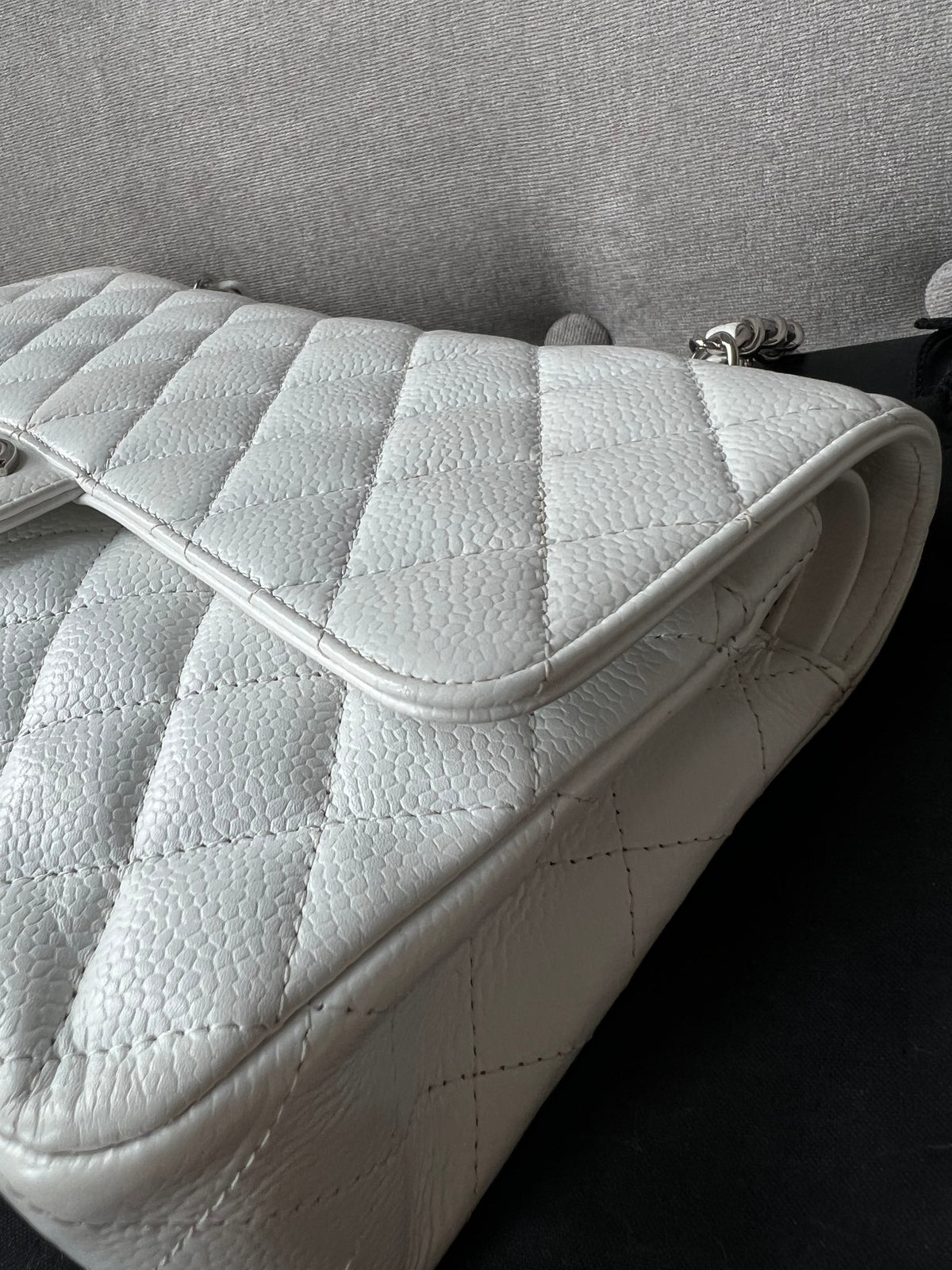 Chanel Medium Classic Flap in White Caviar