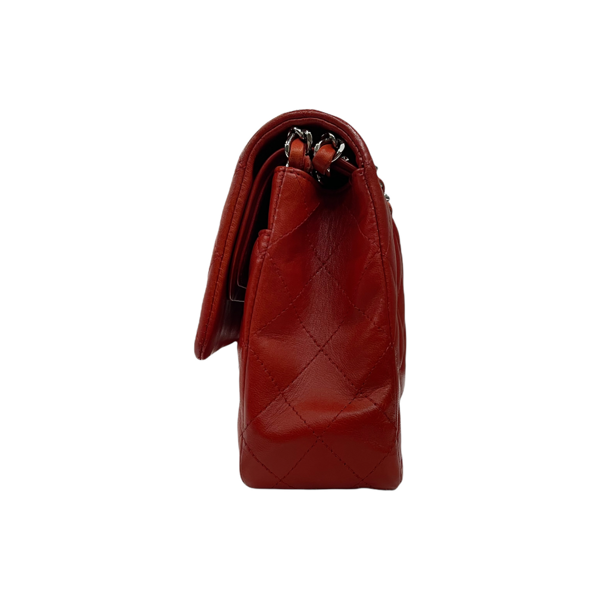Classic Medium Lambskin Flap Red SHW