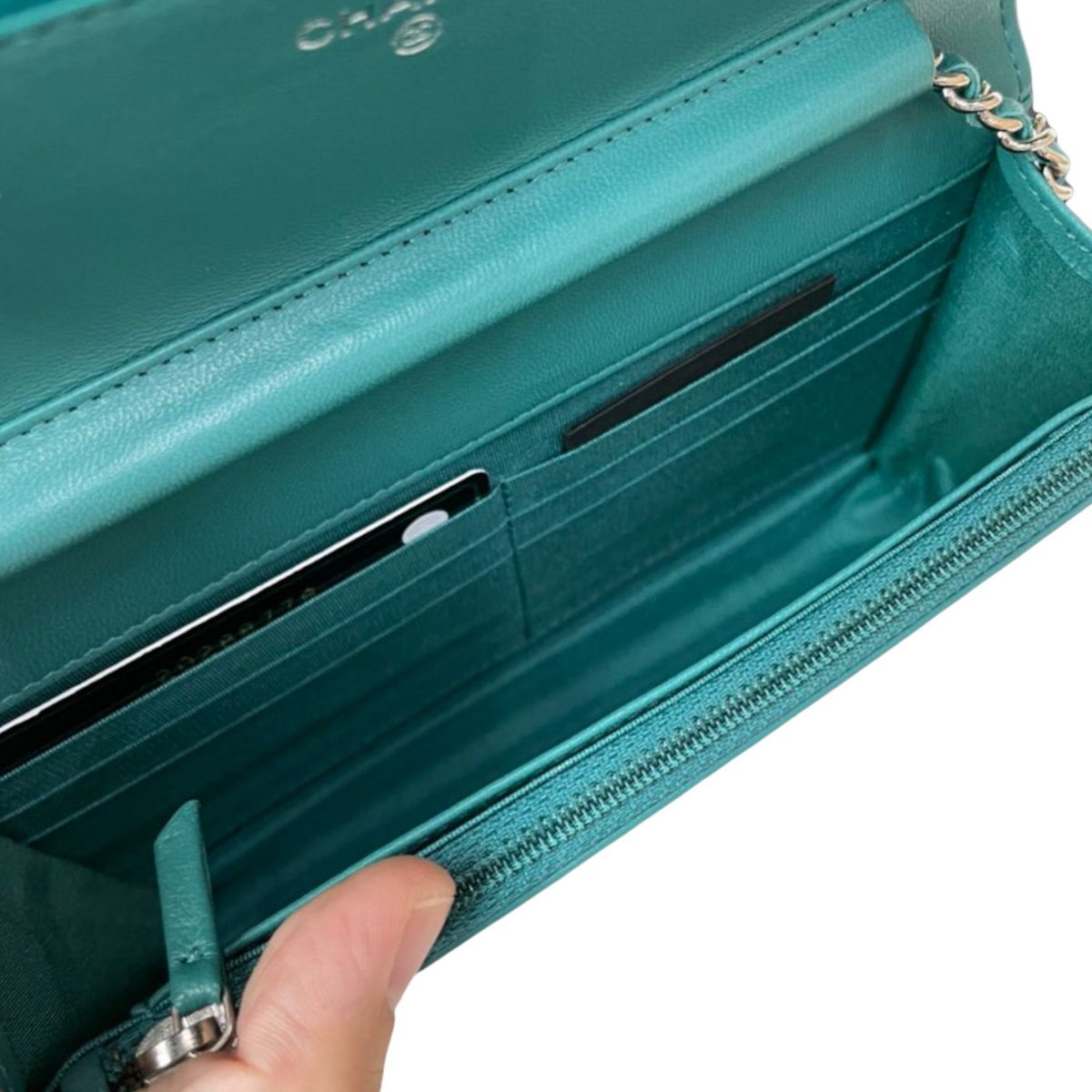 Boy Lambskin WOC Teal SHW