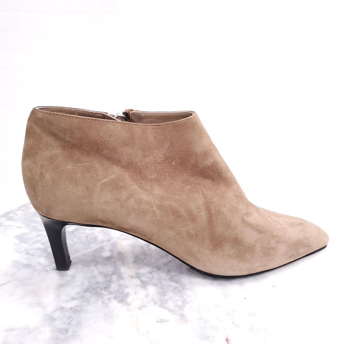 HERMÈS BROWN SUEDE KITTEN HEEL BOOTS - SIZE 37.5
