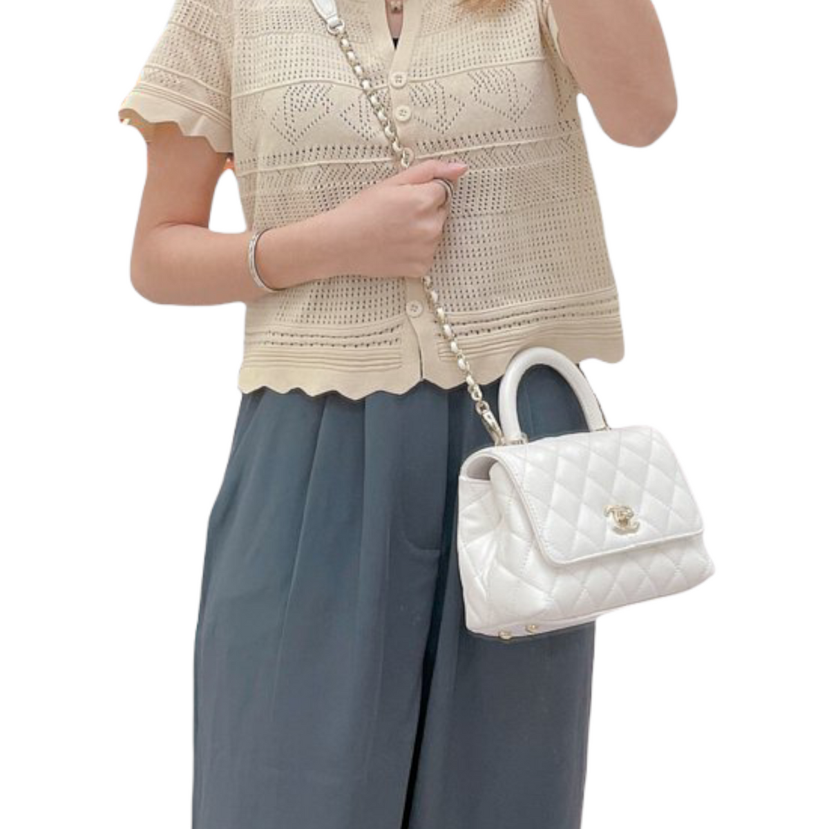 Coco Handle Mini Caviar White LGHW