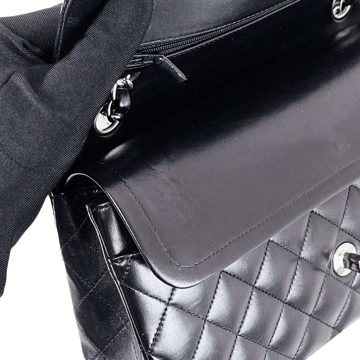 Medium Classic Double Flap Lambskin Black SHW