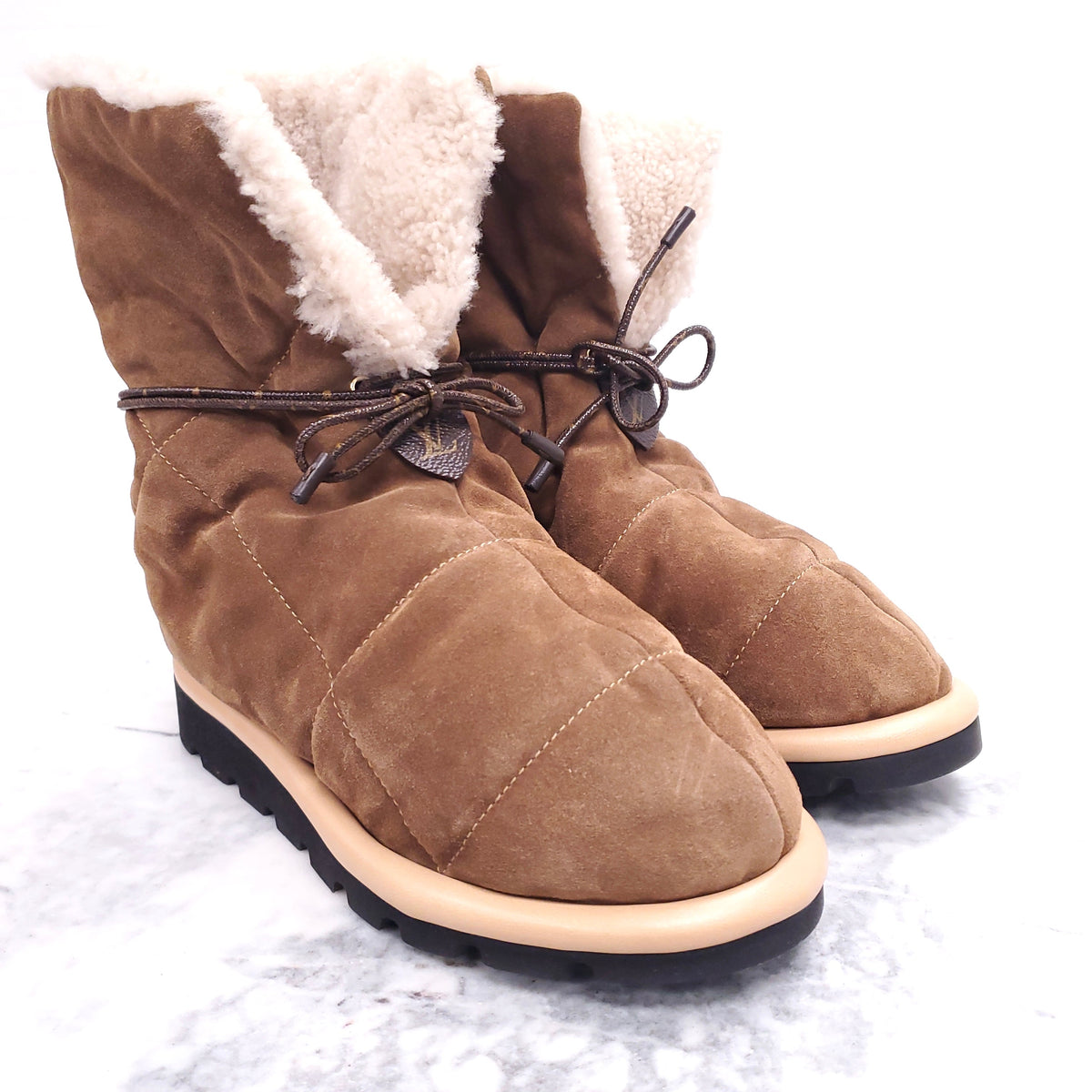 LOUIS VUITTON SUEDE PILLOW BOOTS - SIZE 36