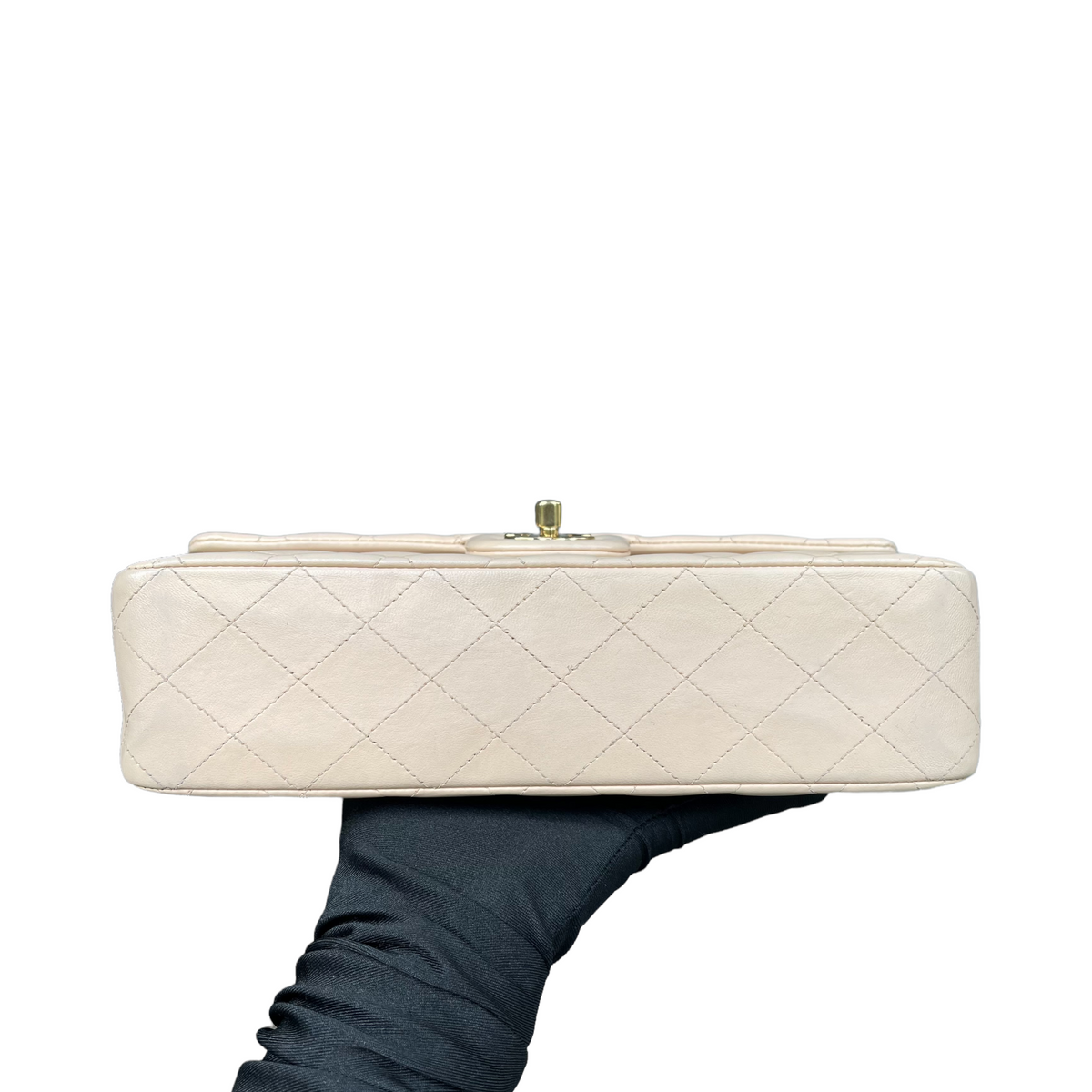 Classic Lambskin Double Flap Medium Beige GHW