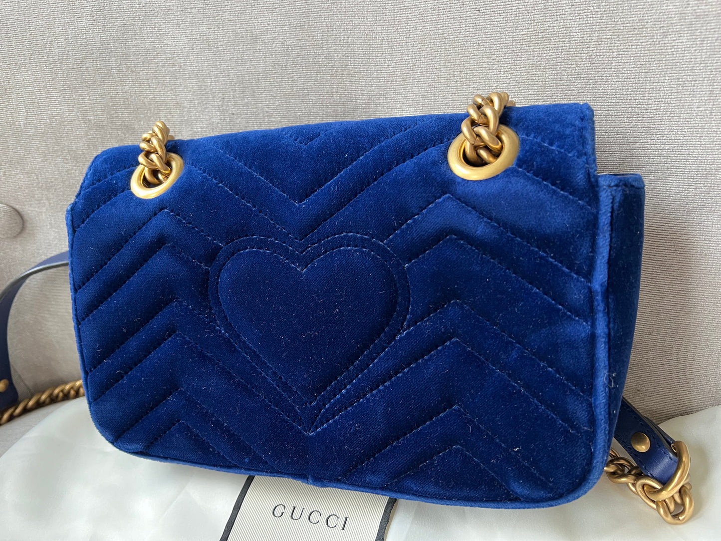 Gucci GG Blue Velvet Marmont Mini Shoulder Bag (RRP £1295)