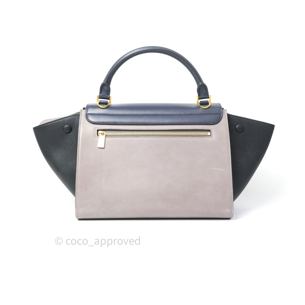 Celine Sleek Calfskin Small Tri-Color Trapeze Dark Blue