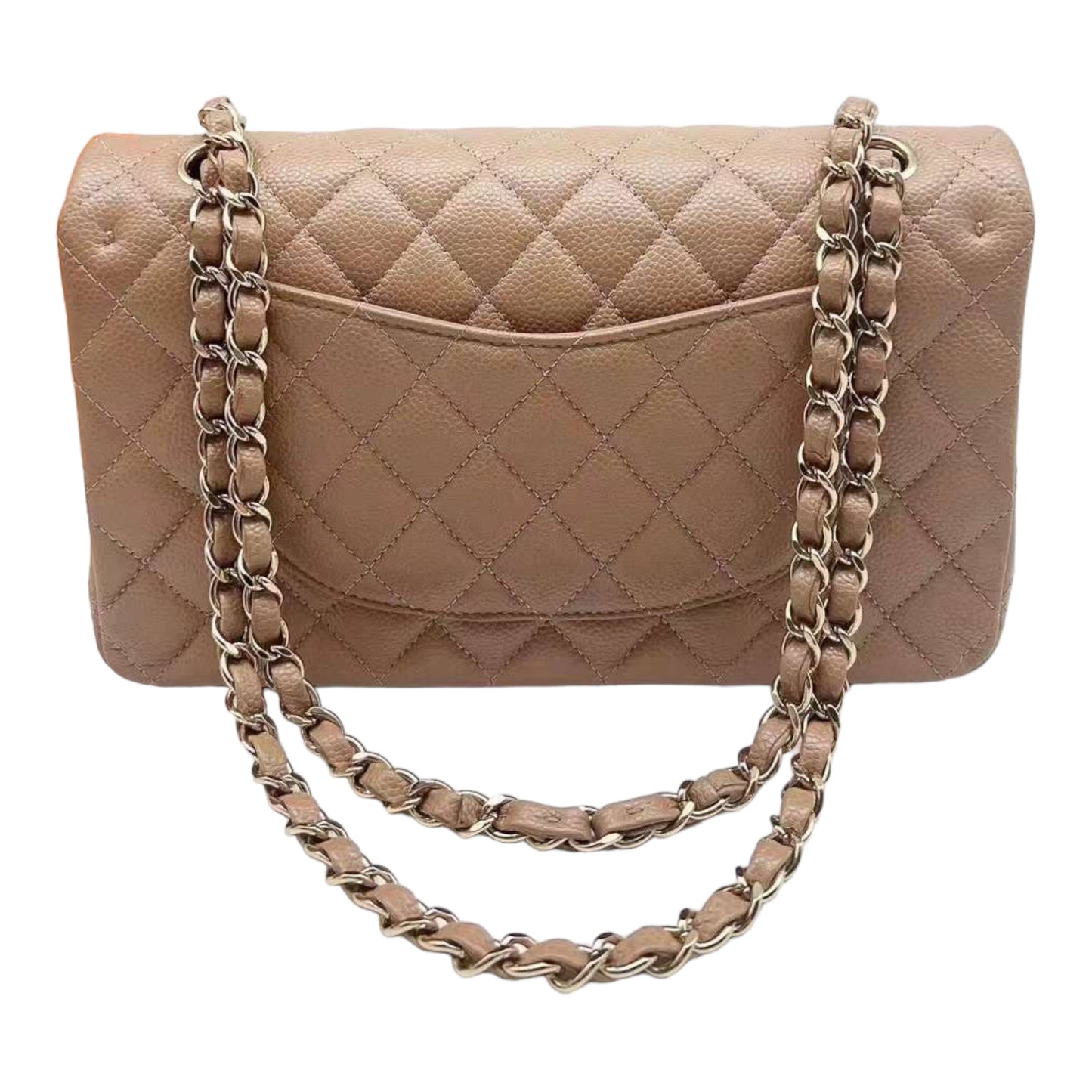 CHANEL 18S Iridescent Dark Beige Caviar Rectangular Mini Flap Bag Brushed Gold Hardware