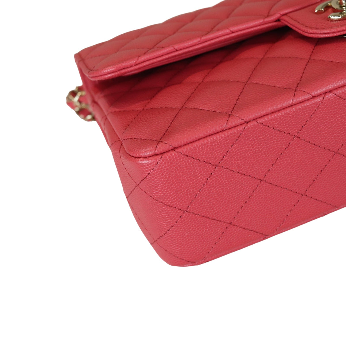 Medium Classic Double Flap Caviar Pink GHW