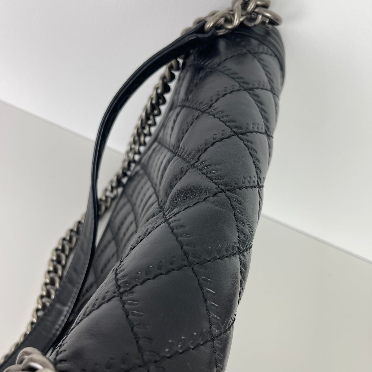 Large Le Boy Quilted Calfskin Black RHW