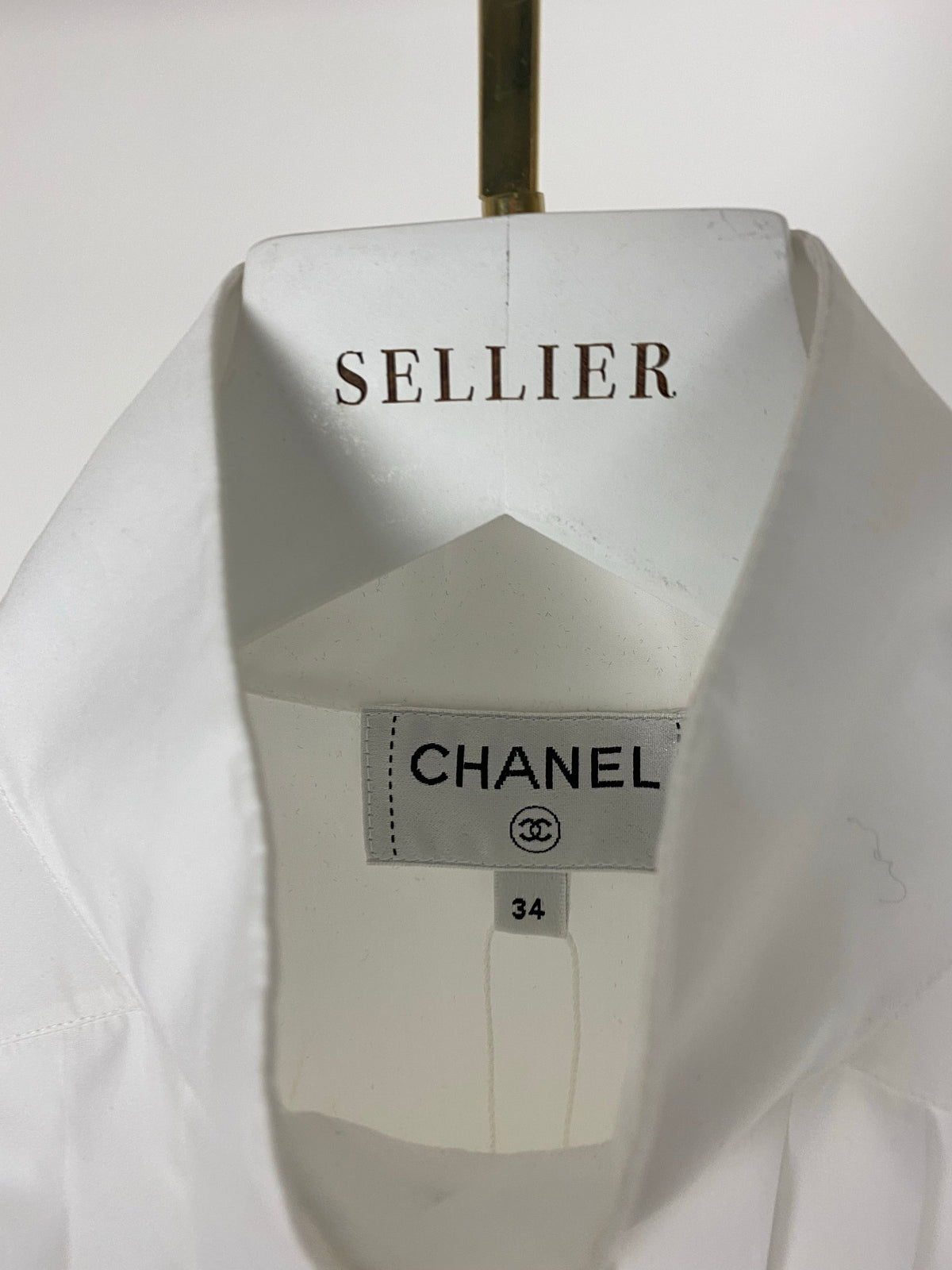 Chanel White Cotton High Neck Pleated Shirt Size FR34 (UK6) RRP ¬£3,720