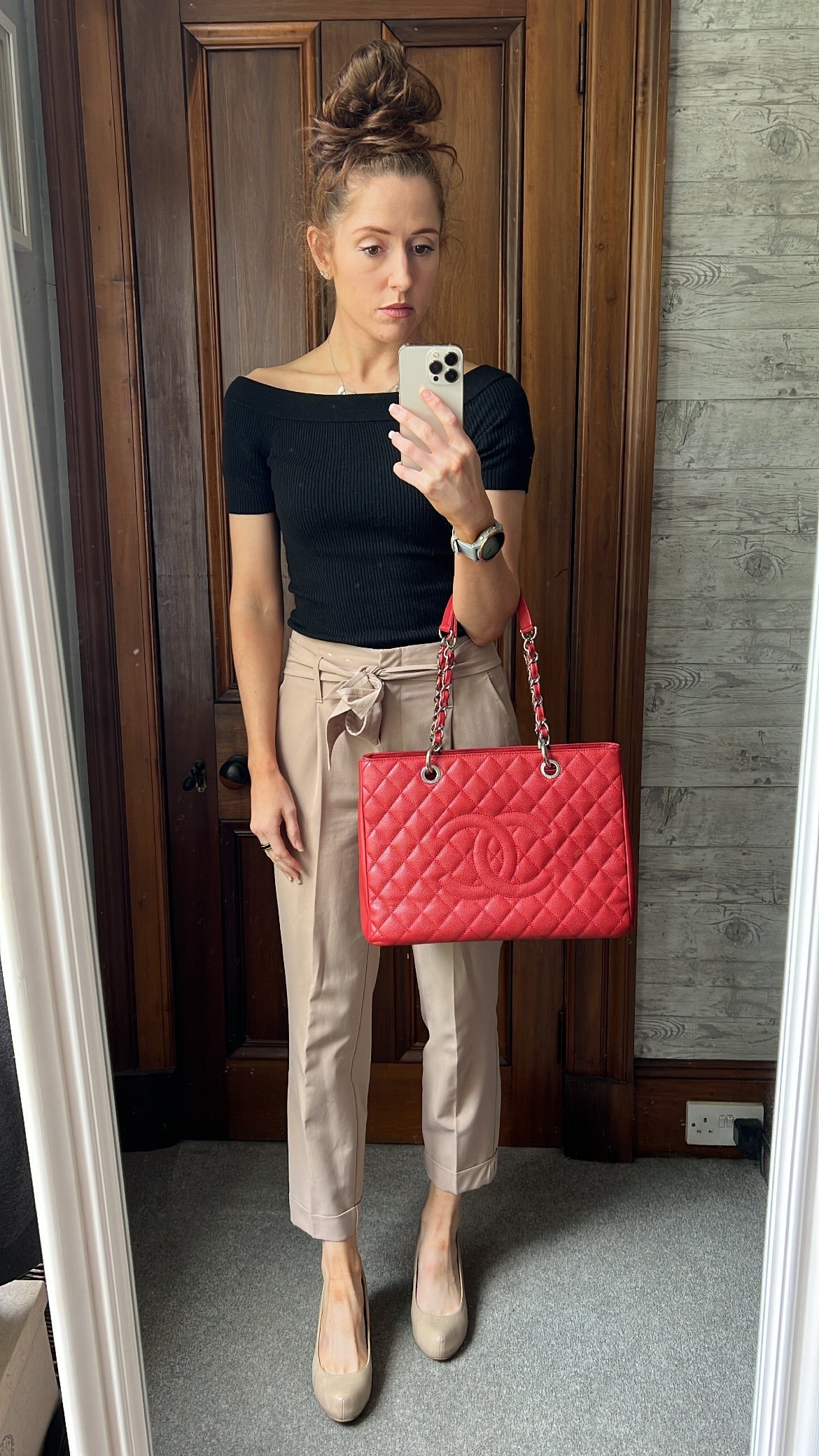 Chanel Red Caviar Grand Shopper Tote