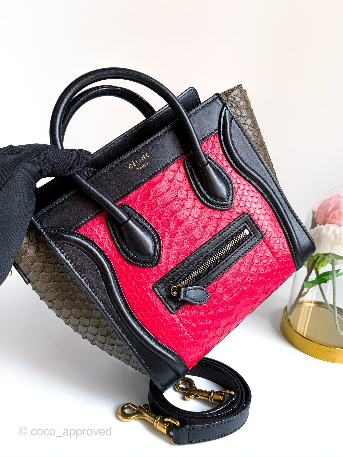 Celine Tri Color Python and Leather Nano Luggage Tote