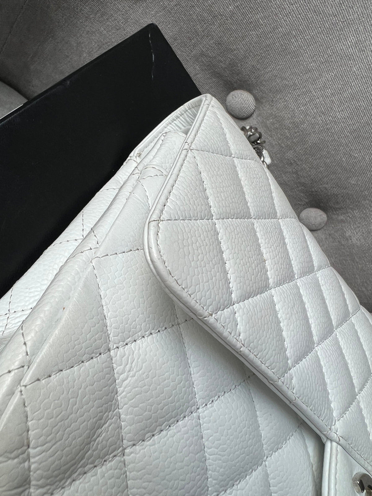 Chanel Medium Classic Flap in White Caviar
