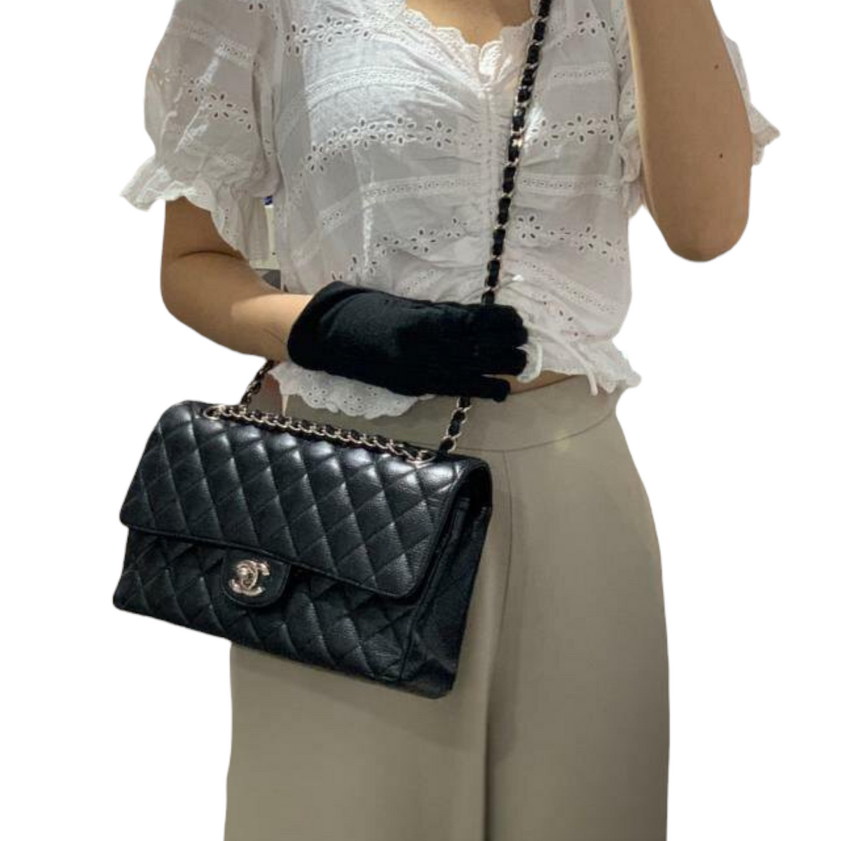 Classic Flap Caviar Medium Black SHW