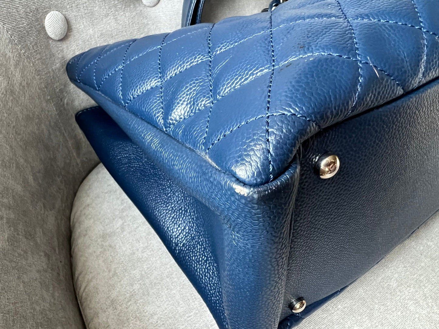 Chanel XL Dark Blue Caviar Grand Shopper Tote