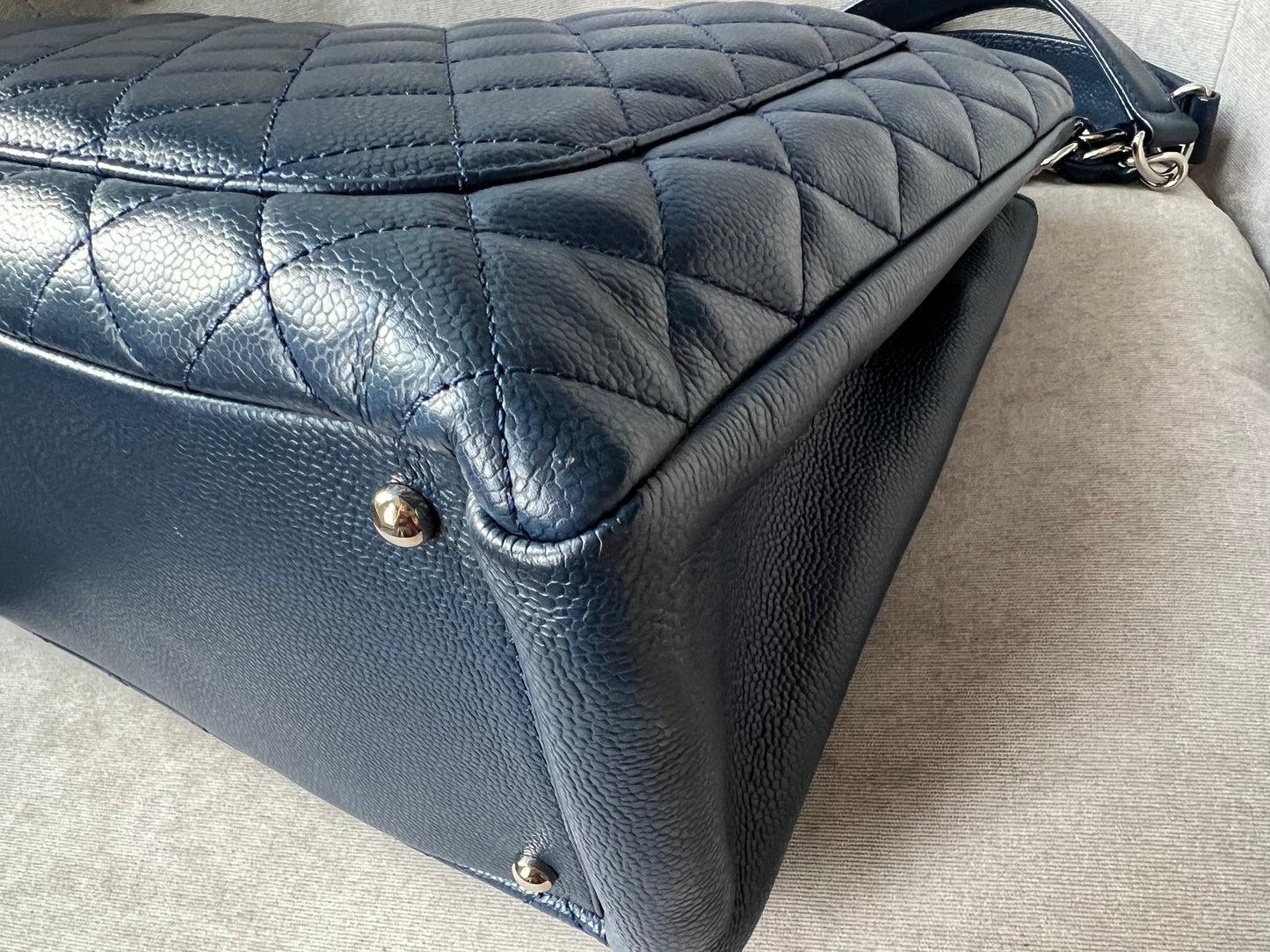 Chanel XL Dark Blue Caviar Grand Shopper Tote