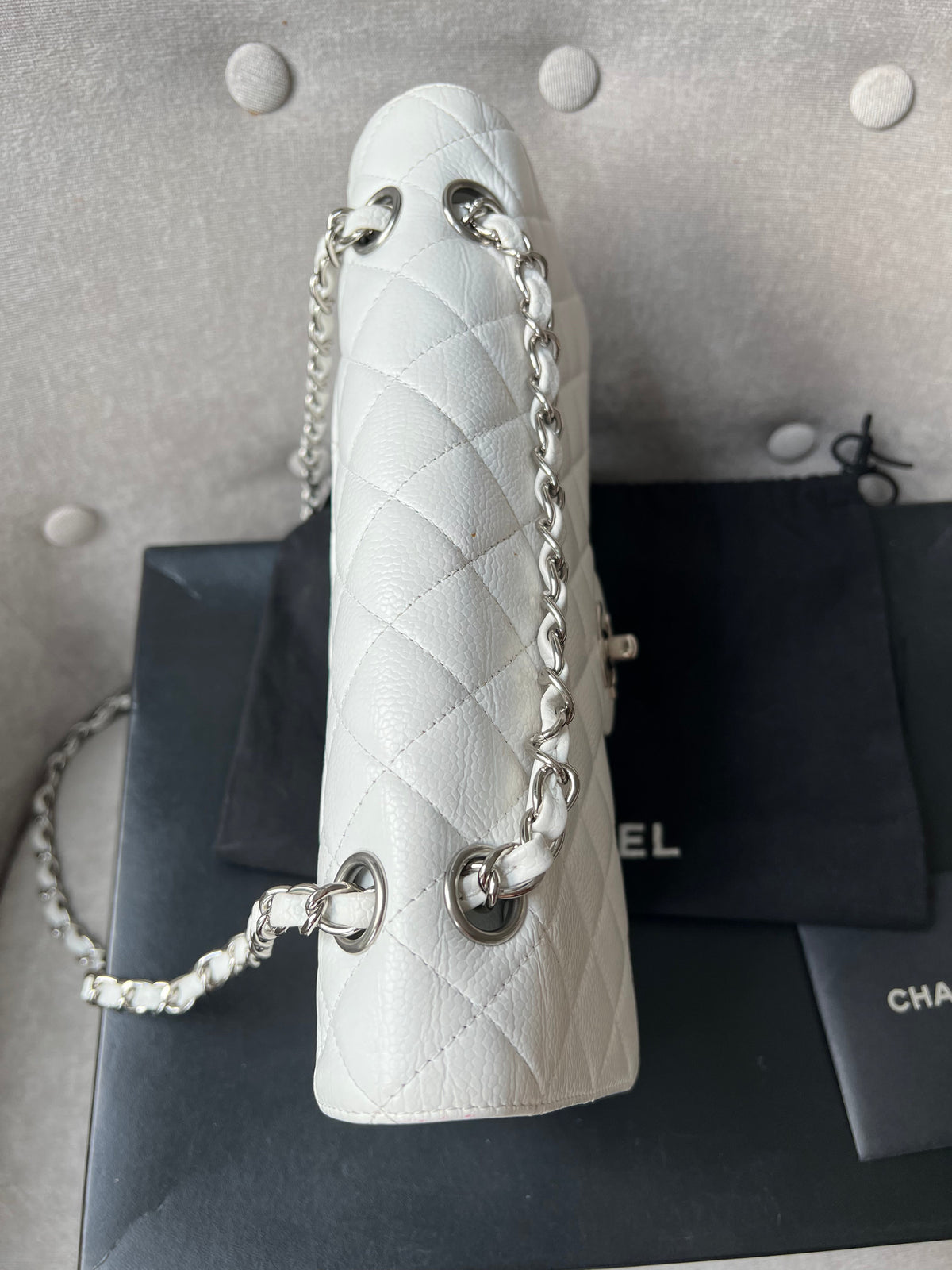 Chanel Medium Classic Flap in White Caviar